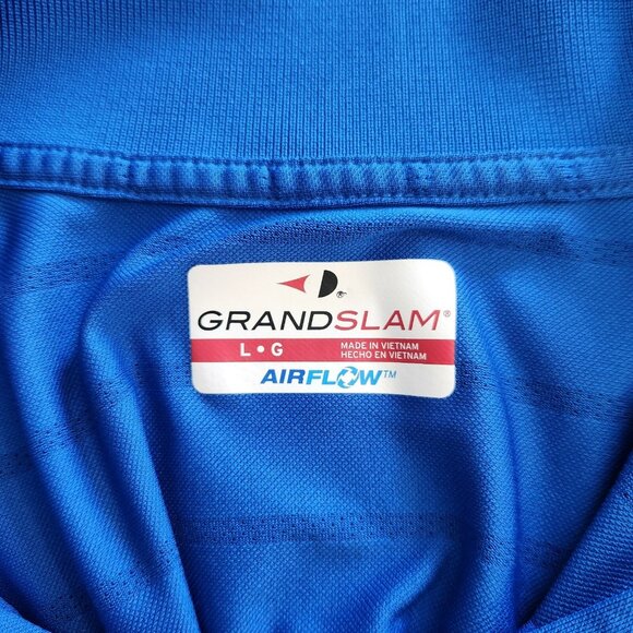Grand Slam Airflow Polo Shirt Golf Blue Short Sleeve Polyester Large EUC - Picture 7 of 10